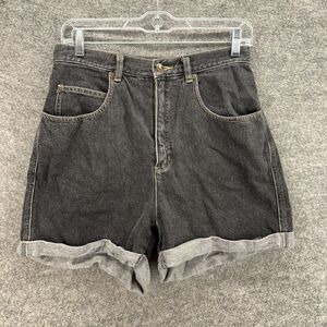 Liz Wear Shorts Women 12P Petite Black Denim Dark Wash High Rise Cuffed Chino